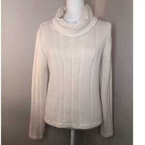 Lo. Ri. Italy knit cowl neck ribbed cream ivory sweater Sz L